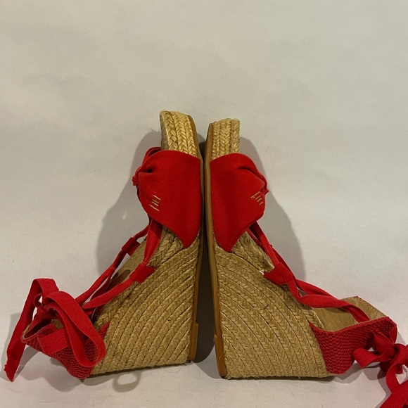Viscata Barcelona Tamariu Red Canvas Wedge Espadrille Strappy Sandals - Picture 6 of 13